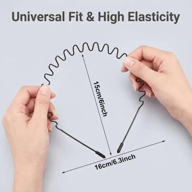Alt view image 2 of 7 - 2 Pack Black Wavy Non-Slip Headbands, Invisible Thin Hair Hoop with Wave Teeth, No Pressure Elastic Metal Hair Bands for Running, Workout and Daily Use(Black-A-2Pcs)