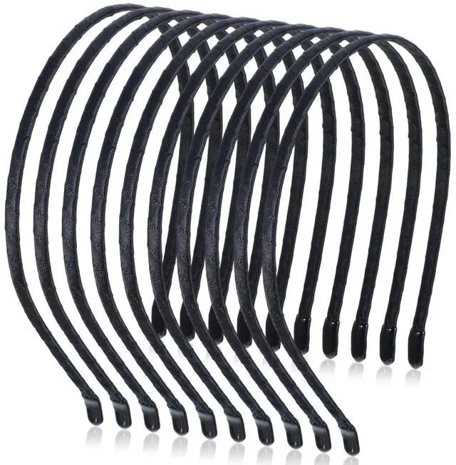 Main image of 10 Pcs Metal Hair Band, 0.5 cm/0.2" Black Headband Thin Smooth Wire Headband Blank Plain Hairband Craft Headbands Frame Base for Women Men Girls DIY Hair Accessories