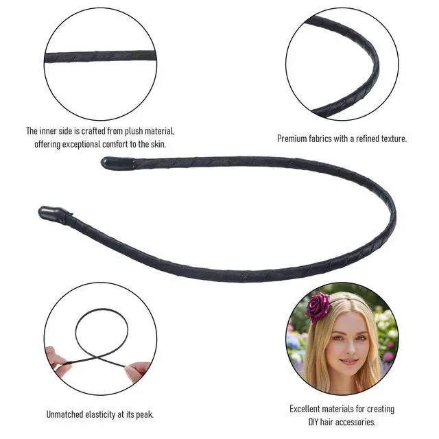 Alt view image 3 of 7 - 10 Pcs Metal Hair Band, 0.5 cm/0.2" Black Headband Thin Smooth Wire Headband Blank Plain Hairband Craft Headbands Frame Base for Women Men Girls DIY Hair Accessories