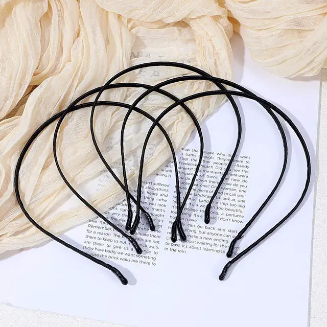 Alt view image 7 of 7 - 10 Pcs Metal Hair Band, 0.5 cm/0.2" Black Headband Thin Smooth Wire Headband Blank Plain Hairband Craft Headbands Frame Base for Women Men Girls DIY Hair Accessories