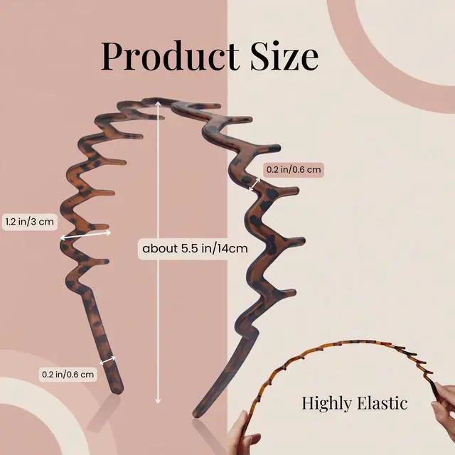 Alt view image 7 of 7 - Zig Zag Headbands for Women Men, Non-slip Plastic Wavy Headband with Teeth Comb Hairbands Classic 90s Hair Accessories 2pcs
