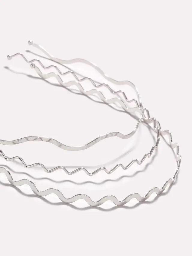 Alt view image 5 of 6 - Silver Metal Wavy Headbands for Women, Elastic Hair Bands Stylish Thin Wavy Head Bands, Trendy Silver Hair Accessories Cute for Women Teens, 3 Pcs