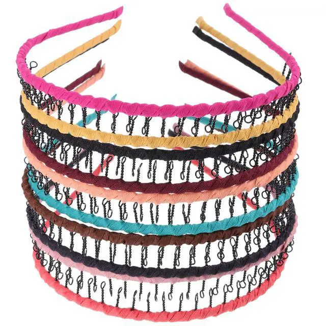 Alt view image 2 of 7 - 10 Pieces Unisex Metal Hairband Teeth Comb Hair Hoop Headband Hair Accessories