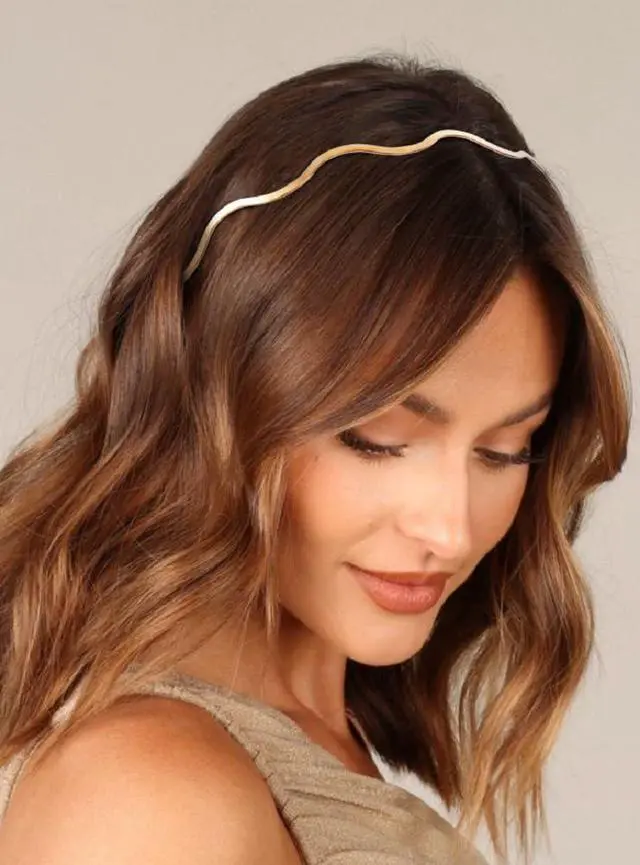 Alt view image 3 of 7 - Metal Headbands for Women - Trendy & Cute Gold and Silver Designer Hair Accessories: Elastic Hair Bands for Teens & Women (2PCS)