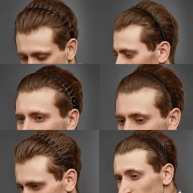 Alt view image 5 of 7 - 12 Pieces Metal Headband for Men Adjustable Wavy Black Hair Band Non-slip Hair Hoop Unisex for Home, Outdoor, Sports and Yoga Accessories