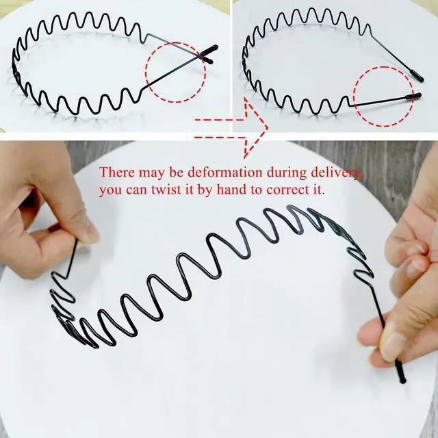 Alt view image 6 of 7 - 12 Pieces Metal Headband for Men Adjustable Wavy Black Hair Band Non-slip Hair Hoop Unisex for Home, Outdoor, Sports and Yoga Accessories