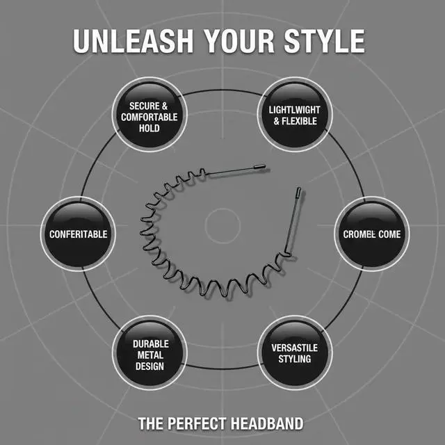 Alt view image 4 of 7 - 2 PCS Metal Hair Band for Men Headband Women Bands, Head Bands for Women's Hair Non Slip, Unisex Black Simple Fashion Hair Bands, Outdoor Sports Headbands Hoop Accessories