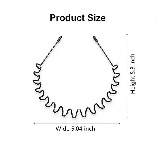 Alt view image 5 of 7 - 2pcs Metal Hair Band for Men, Wavy NonSlip Elastic Headband, RustResistant Black Metal Hair Hoop with Soft Tips, Unisex Headband for Long, Thick or Curly Hair, Sports & Daily Styling