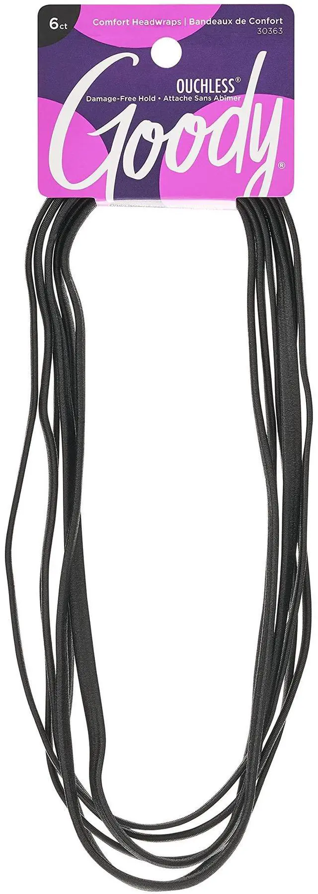 Main image of Women's Ouchless Thin Hair Flat Narrow Headwrap, Black, 6 Count