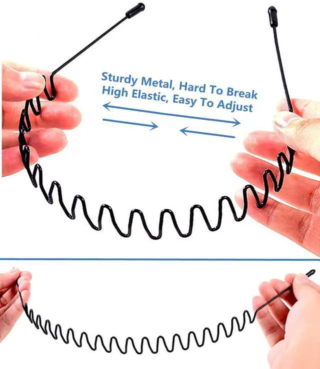 Alt view image 2 of 7 - Metal Hair Band, Black, Unisex Fashion Headbands Sports Hairband Head Band Hair Hoop for Women With Non Slip Wavy Teeth