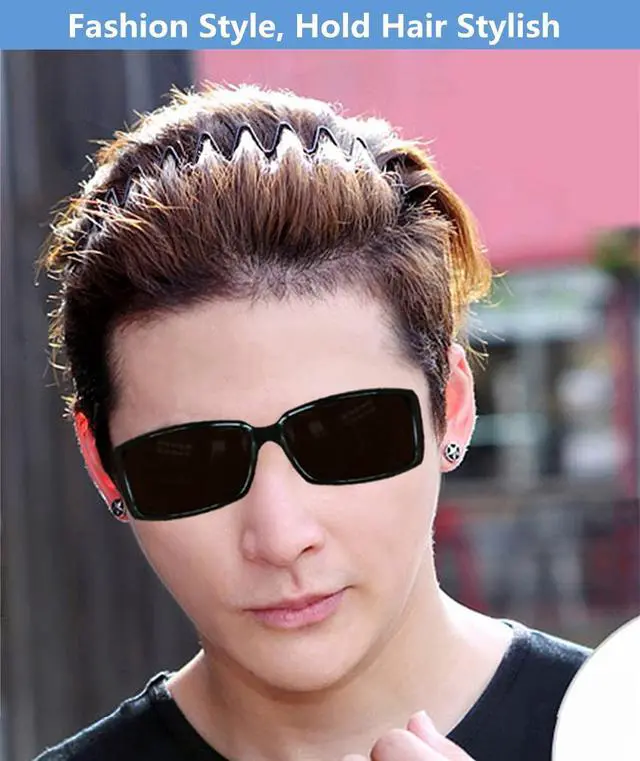 Alt view image 3 of 7 - Metal Hair Band, Black, Unisex Fashion Headbands Sports Hairband Head Band Hair Hoop for Women With Non Slip Wavy Teeth
