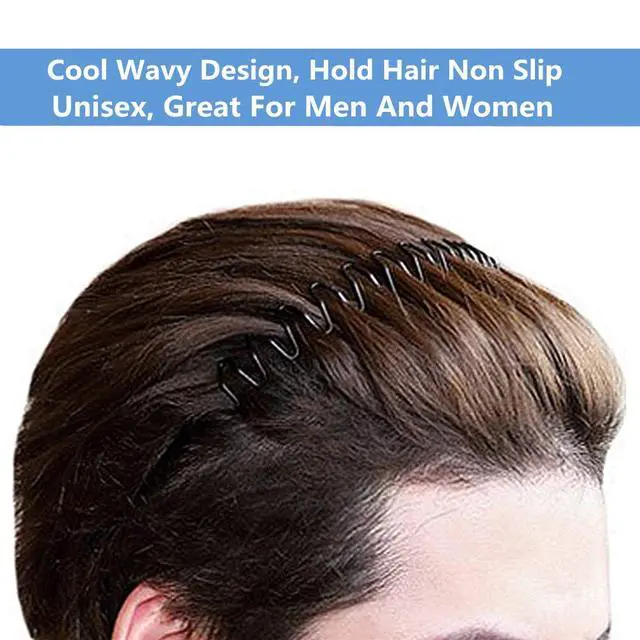 Alt view image 4 of 7 - Metal Hair Band, Black, Unisex Fashion Headbands Sports Hairband Head Band Hair Hoop for Women With Non Slip Wavy Teeth