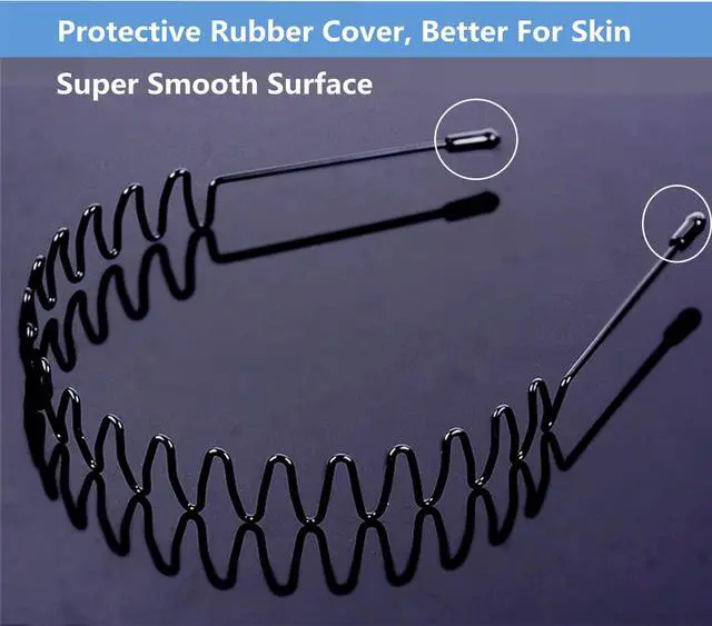 Alt view image 6 of 7 - Metal Hair Band, Black, Unisex Fashion Headbands Sports Hairband Head Band Hair Hoop for Women With Non Slip Wavy Teeth