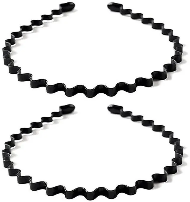 Main image of Metal Hair Band Men Headbands Womens Hair bands, Fashion Hair Hoop Wavy Spring Comb Headband Men Spiral Teeth Hair Accessories for Sports, 2PCS