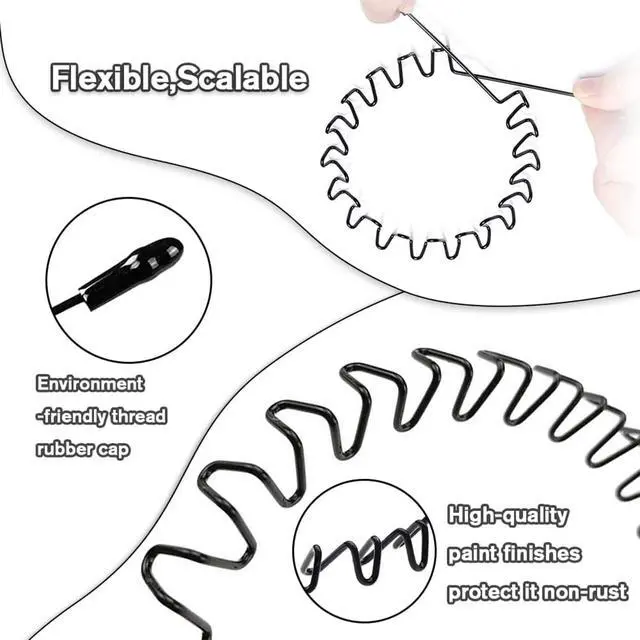 Alt view image 2 of 7 - Metal Headband for Men, Adjustable Wavy Hair Band, Zig Zag 10 Pcs