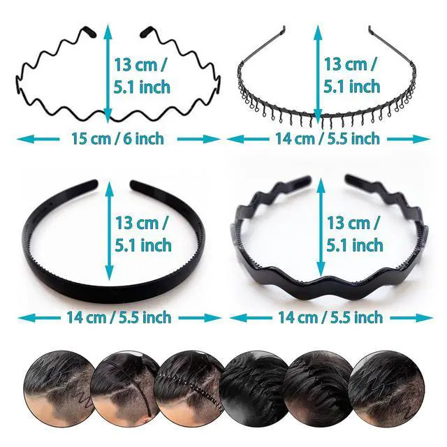 Alt view image 7 of 7 - Metal Headband for Men, Adjustable Wavy Hair Band, Zig Zag 10 Pcs