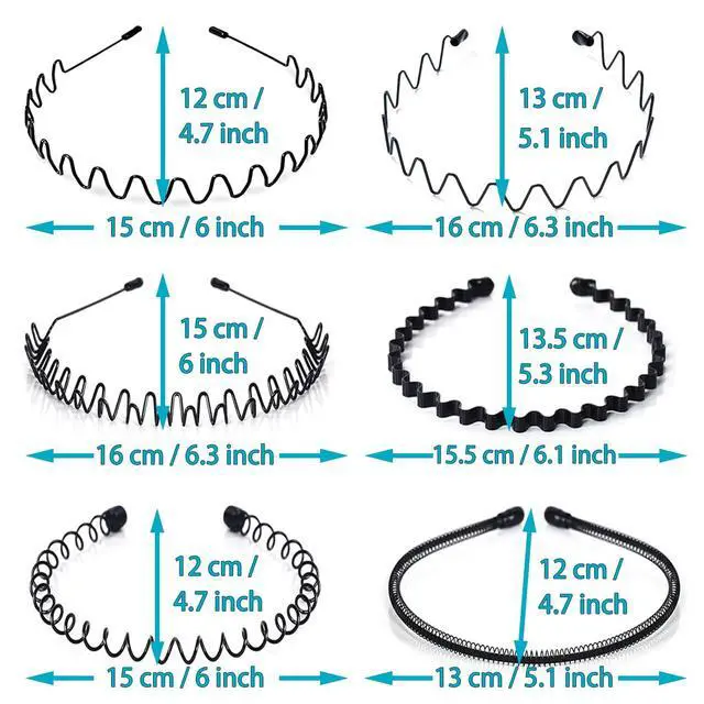 Alt view image 6 of 7 - Metal Headband for Men, Adjustable Wavy Hair Band, Zig Zag 10 Pcs