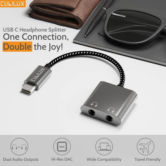 Alt view image 3 of 7 - USB C Double Headphone Splitter, Type C to Dual 3.5mm Jacks Audio Sharing Adapter Compatible with iPhone 17/16/15, iPhone 17/16/15 Pro Max, iPad Pro 13/12.9/11, iPad Air 13/11 and More