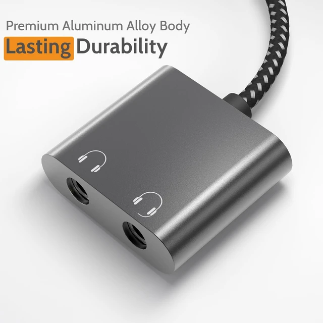 Alt view image 7 of 7 - USB C Double Headphone Splitter, Type C to Dual 3.5mm Jacks Audio Sharing Adapter Compatible with iPhone 17/16/15, iPhone 17/16/15 Pro Max, iPad Pro 13/12.9/11, iPad Air 13/11 and More