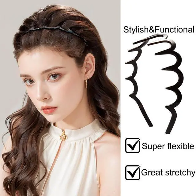 Alt view image 4 of 6 - 6 PCS Zig Zag Headbands Plastic Wavy Hair Head Band Comb with Teeth Hoop Accessories for Women Men Girls, Fashion Tortoiseshell&Amber