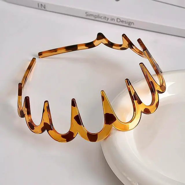 Alt view image 6 of 6 - 6 PCS Zig Zag Headbands Plastic Wavy Hair Head Band Comb with Teeth Hoop Accessories for Women Men Girls, Fashion Tortoiseshell&Amber