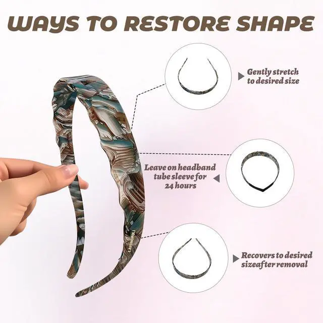 Alt view image 4 of 7 - Sunglasses Headband for Women,Acetate HairbandComfortable Headbands for Women, Fashion Thin Headbands Non Slip, Hairbands for Women's Hair (Blue Marble, 0.79in)