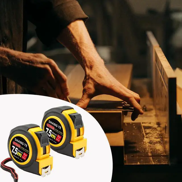 Alt view image 6 of 7 - 2 Packs Tape Measure 25 ft, Steel Measuring Tape Retractable, 25-Foot Basics Self-Locking Measurement Auto Lock Tape Rule Imperial/Metric Tape Measure for Body Measurements Handicraftsman