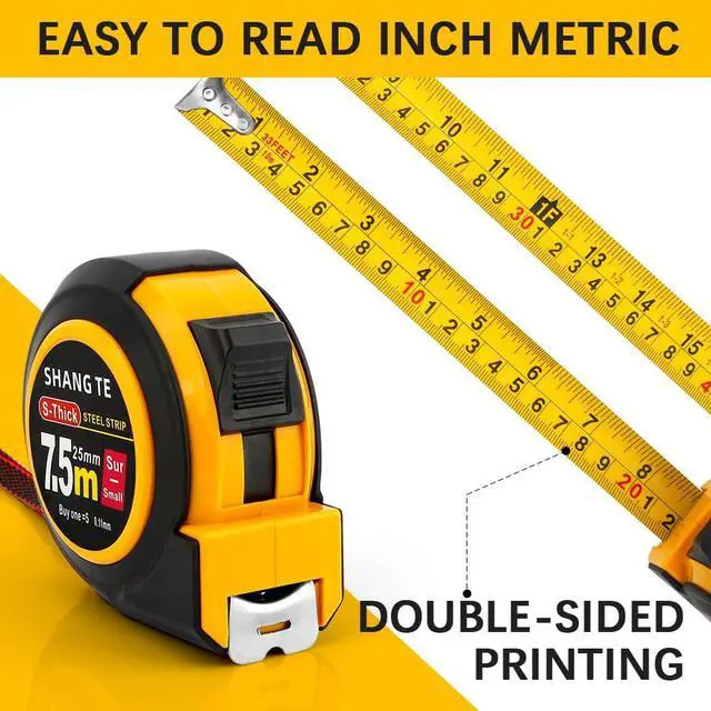 Alt view image 3 of 7 - Tape Measure 25 Ft /16 Ft 2 Packs Steel Measurement Tape Measuring Tape