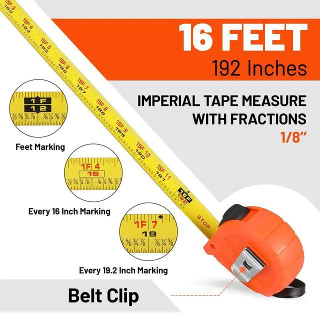 Alt view image 2 of 7 - Tape Measure 16FT, 3 Pack Retractable Easy Read Measuring Tape
