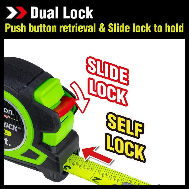 Alt view image 2 of 6 - 25-Ft Self Lock Dual, auto Lock with Secure Lock Mechanism, Printed Fractions
