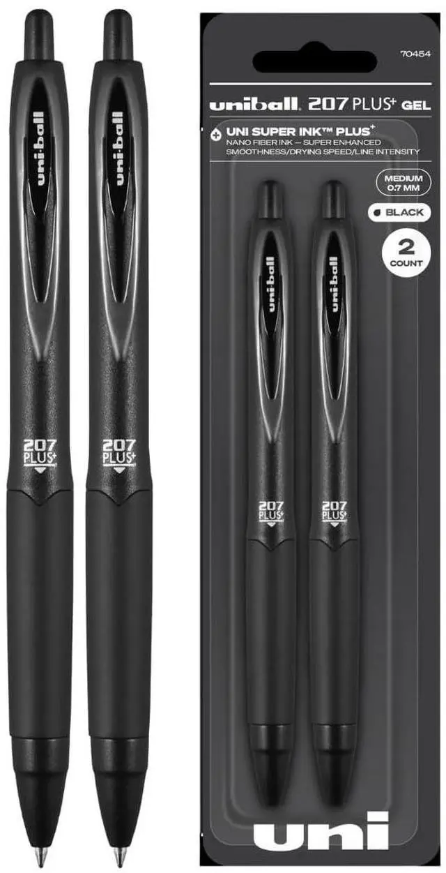 Main image of 207 Plus+ Gel Pens, Black Ink, 0.7mm Medium Point, 2 Count