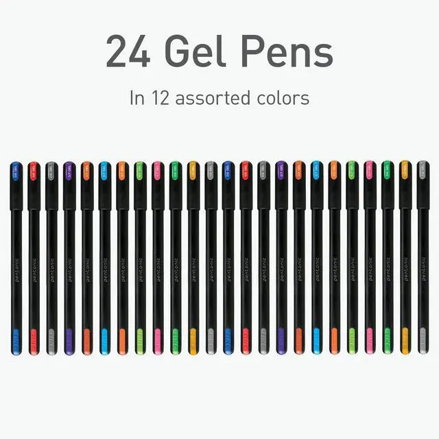 Alt view image 3 of 7 - Gel Pens, 24 Count, Assorted Colored Ink (12 Colors, 2 Of Each Color), Medium & Fine Point, Smooth Writing For Journaling (1002353)