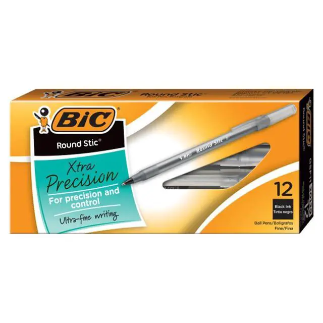 Alt view image 2 of 4 - Round Stic Xtra Precision Ball Pen, Fine Point (0.8 mm), Black, 24-Count