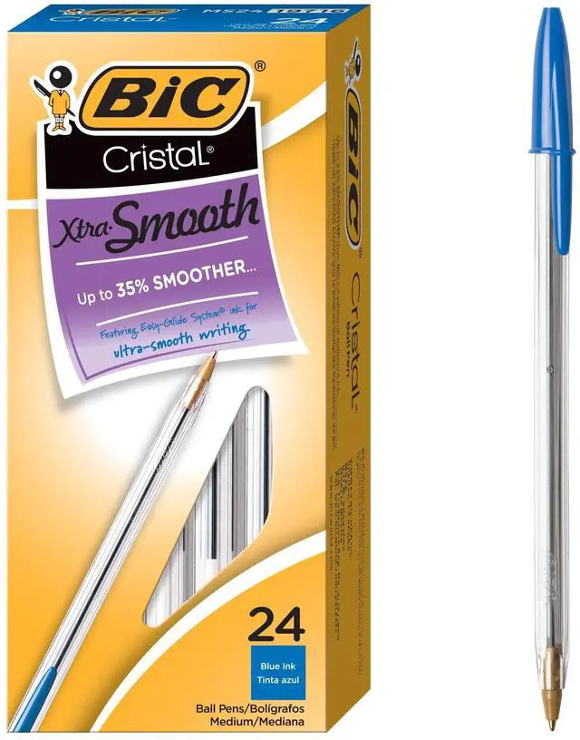 Main image of Cristal Xtra Smooth Blue Ballpoint Pens, Medium Point, 24-Count