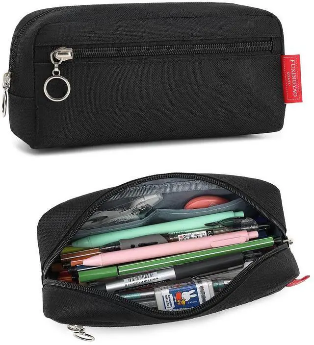 Main image of Big Capacity Pencil Pen Case Office Large Storage Simple Stationery Bag Pouch Holder Box Organizer for Adults - Black
