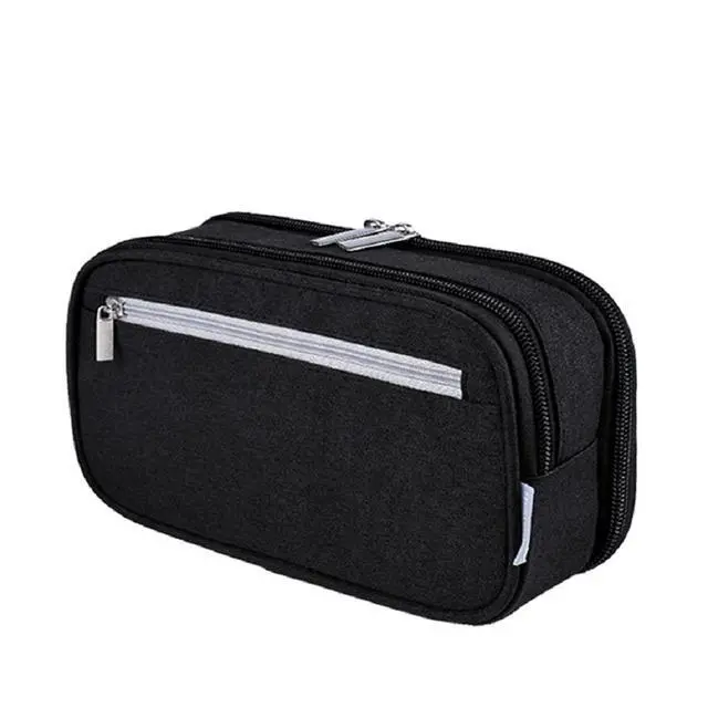 Alt view image 5 of 7 - Big Pencil Case Large Capacity Pencil Bag Pouch 3 Multi Comparments High Storage Pen Holder Marker Holder Portable Office Stationery Organizer Supplies Makeup Cosmetic Bag Men Women (Black)