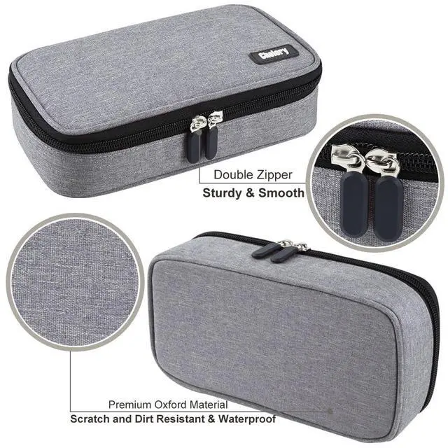 Alt view image 4 of 7 - Big Pencil Case Large Capacity Pencil Bag Pouch High Storage Pen Marker Case Holder Multi Functional Office Stationery Organizer Makeup Cosmetic Bag Men Women, Gray