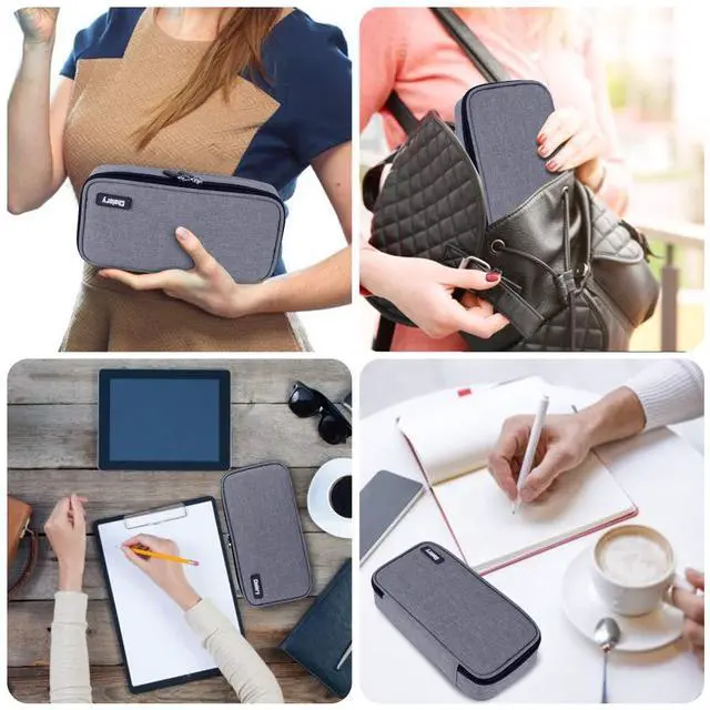 Alt view image 6 of 7 - Big Pencil Case Large Capacity Pencil Bag Pouch High Storage Pen Marker Case Holder Multi Functional Office Stationery Organizer Makeup Cosmetic Bag Men Women, Gray