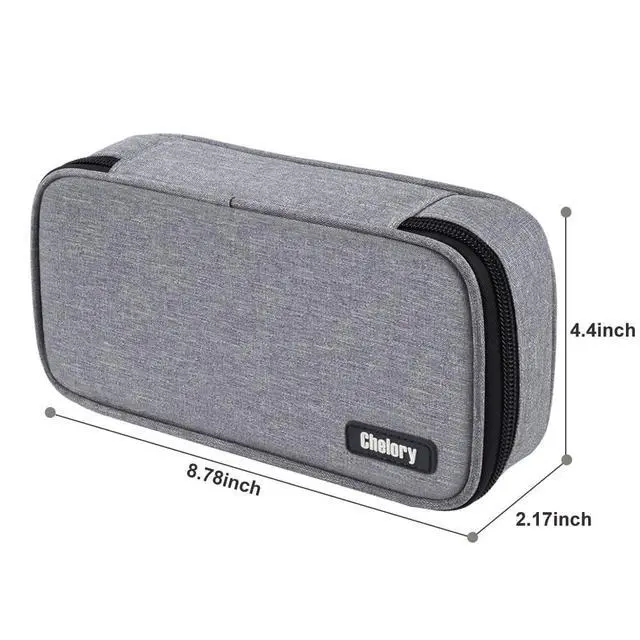 Alt view image 5 of 7 - Big Pencil Case Large Capacity Pencil Bag Pouch High Storage Pen Marker Case Holder Multi Functional Office Stationery Organizer Makeup Cosmetic Bag Men Women, Gray