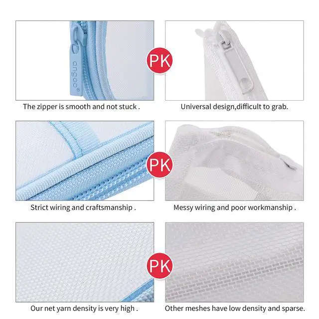 Alt view image 5 of 7 - Grid Mesh Pen Pencil Case with Zipper Clear Makeup Color Pouch Cosmetics Bag Multi-Purpose Travel School Teen Girls Transparent Stationary Bag Office Organizer Box for Adluts(Blue)