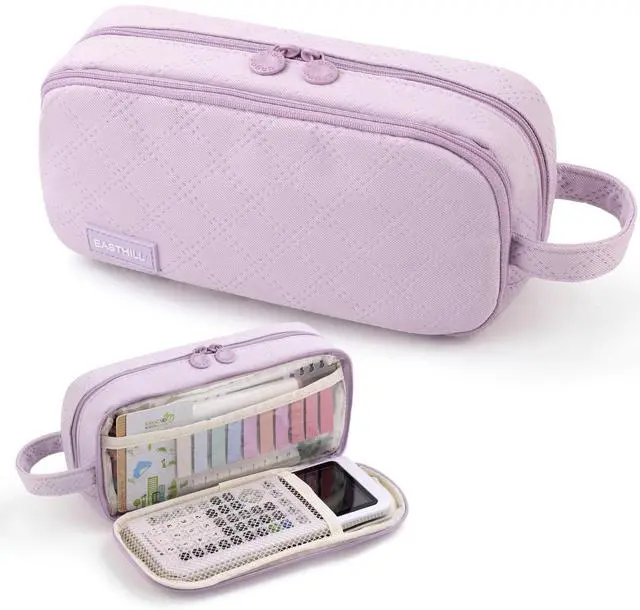 Main image of Large Capacity Pencil Case Cute Pencil Pouch with Handle Stationery Pen Bag for Teen Girls-Purple