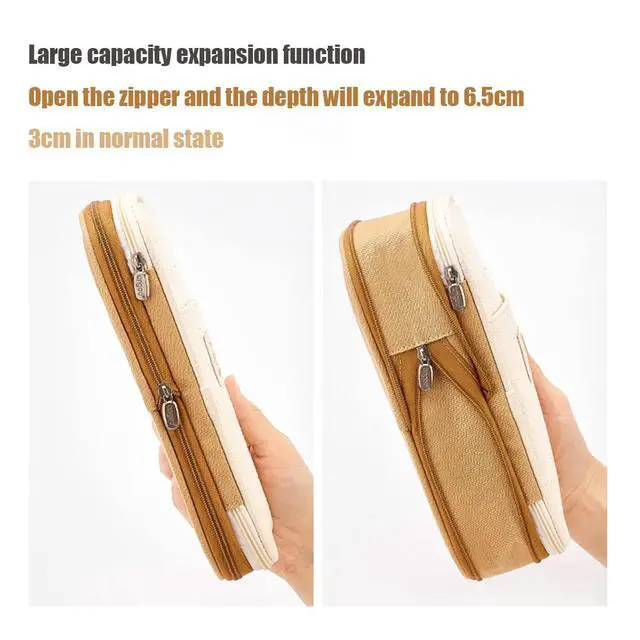 Alt view image 3 of 6 - Big Capacity Pencil Pen Case Office Large Storage High Capacity Bag Pouch Holder Box Organizerfor Office Travel Holder Box(Light Blue)