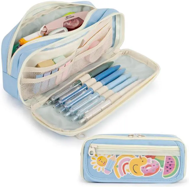 Main image of Large Capacity Pencil Case with Compartments for Girls, Pen Bag for School