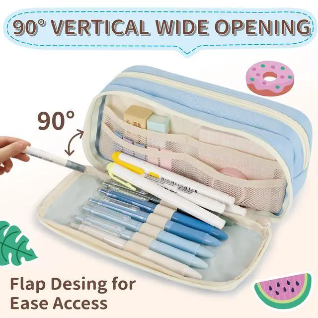 Alt view image 6 of 7 - Large Capacity Pencil Case with Compartments for Girls, Pen Bag for School