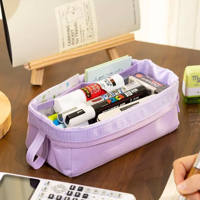 Alt view image 2 of 7 - Pencil Case Large Capacity Pouch Pen Bag for School Teen Girl Boy Men Women (Purple)