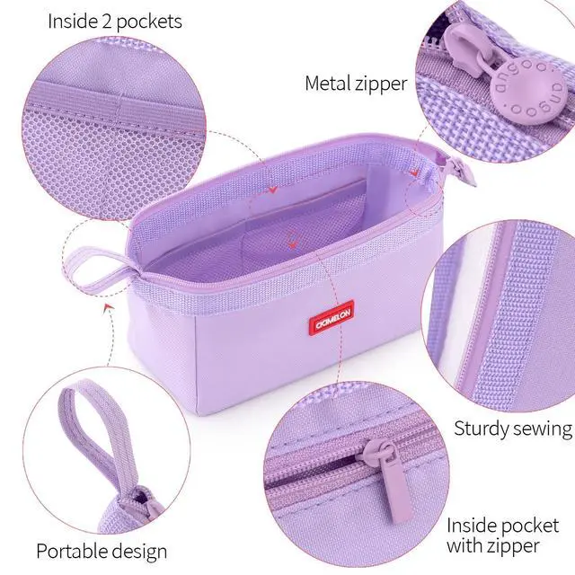 Alt view image 4 of 7 - Pencil Case Large Capacity Pouch Pen Bag for School Teen Girl Boy Men Women (Purple)