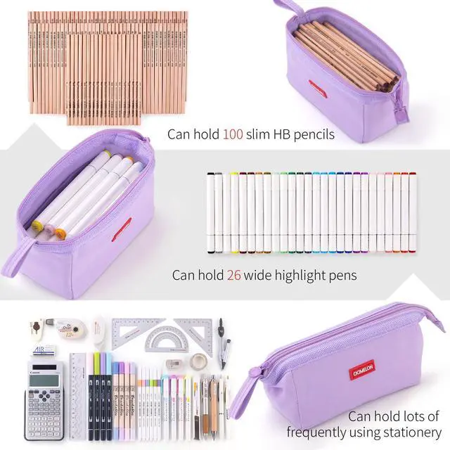 Alt view image 7 of 7 - Pencil Case Large Capacity Pouch Pen Bag for School Teen Girl Boy Men Women (Purple)