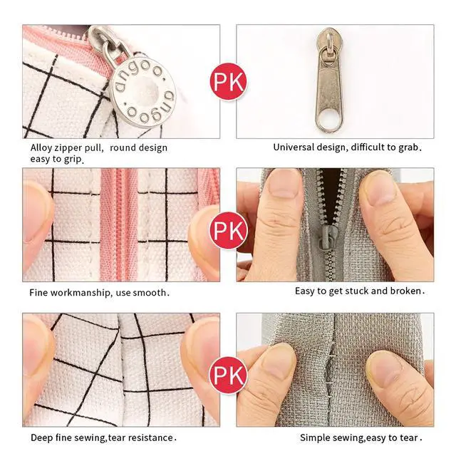 Alt view image 6 of 7 - Large Capacity Colored Canvas Storage Pouch Marker Pen Pencil Case Simple Stationery Bag Holder For Middle High School Office College Student Girl Women Adult Teen Gift White Plaid