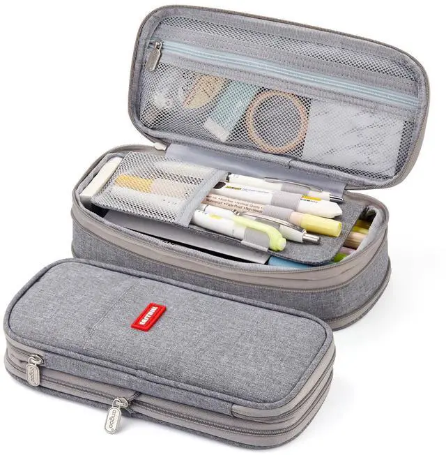 Main image of Big Capacity Pencil Pen Case Office College School Large Storage High Capacity Bag Pouch Holder Box Organizer (Gray)