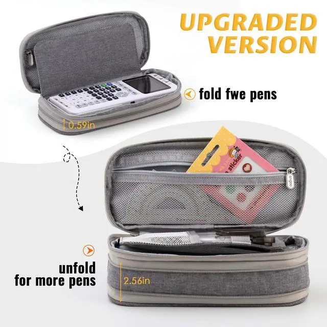 Alt view image 3 of 6 - Big Capacity Pencil Pen Case Office College School Large Storage High Capacity Bag Pouch Holder Box Organizer (Gray)